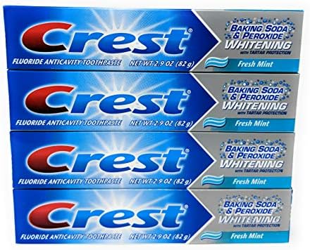 Crest Baking Soda Peroxide Whitening Tartar Toothpaste, 2.9 Oz, Fresh Mint, Pack of 4