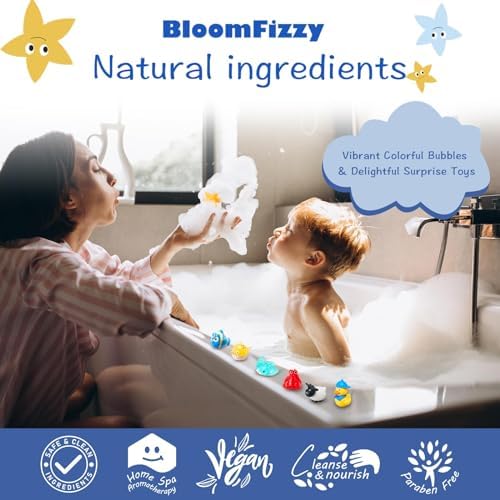 30 Kids Bath Bombs with Surprise Inside – Gift Set with 30 Unique Land & Sea Animal Toys, Fun, Educational, and Child-Safe Natural Bath Bombs with Toys, Great Gift for Kids’ Birthdays & Summer Fun