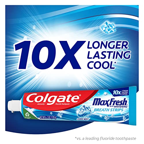 Colgate Max Fresh Travel Size Toothpaste with Mini Breath Strips, Cool Mint - 24 Pack