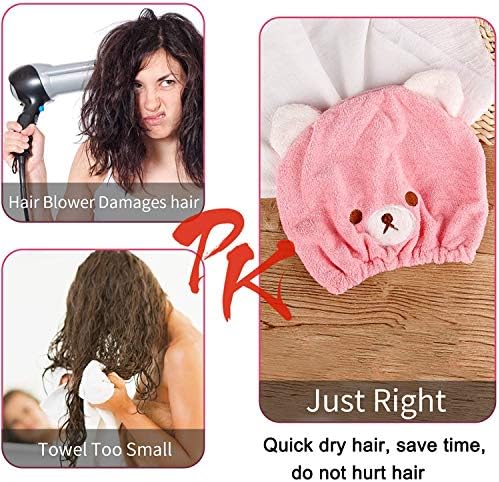 Lamoutor 3Pcs Hair Drying Towel for Kids Girls Soft Absorbent Kids Dry Hair Cap Kids Hair Towel Wrap Head Towel Wraps for Kids