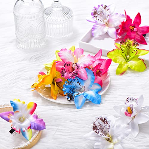 Jexine 18 Pcs Flower Hair Clip for Women Hawaiian Artificial Hibiscus Flower Hair Pins Big Double Chiffon Tropical Flower Hair Summer Accessories for Bridal Wedding Accessory Hair Clip Hair Barrette