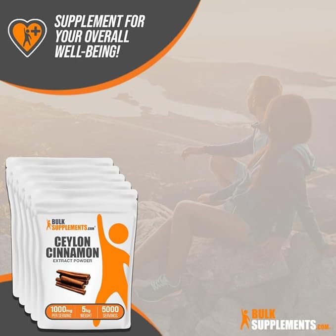 BulkSupplements.com Ceylon Cinnamon Extract Powder - Cinnamon Extract, Cinnamon Ceylon - Cinnamon Supplement, Pack of 1 - Gluten Free & Soy Free, 1000mg per Serving, 5kg (11 lbs)