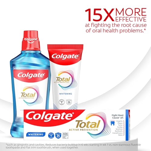Colgate Total Whitening Toothpaste Gel, 10 Benefits, No Trade-Offs, Freshens Breath, Whitens Teeth and Provides Sensitivity Relief, Mint Flavor, 4 Pack, 5.1 Oz Tubes