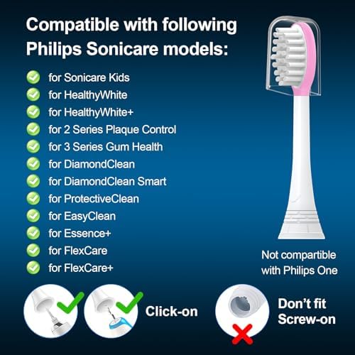 Kids Replacement Toothbrush Heads 10 Pack for Philips Sonicare Electric Toothbrush Soft Brush Head for Child 7+ for Boy Girl,5pink+5blue