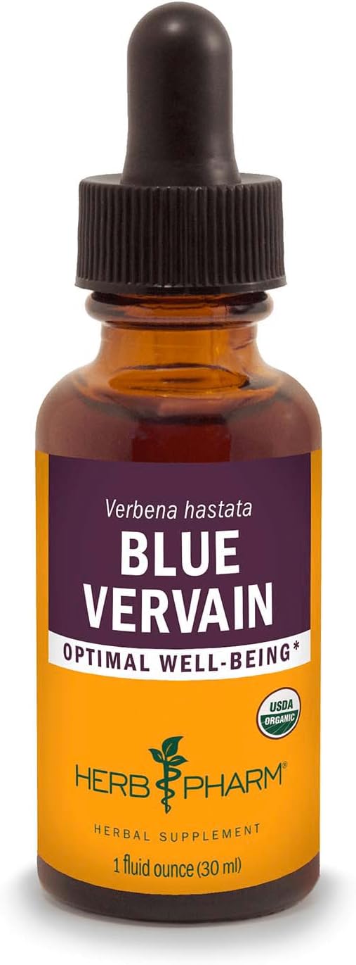 Herb Pharm Certified Organic Vervain Liquid Extract, Blue, 1 Fl Oz
