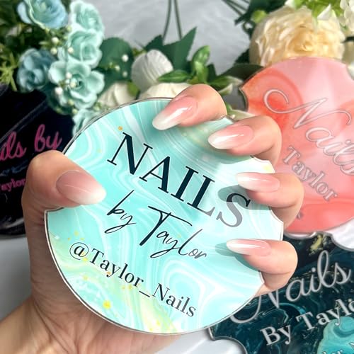 Custom Nail Photo Props Personalized Acrylic Nailfie Disk with Social Media Salon Nail Art Display Plate Gift for Nail Artist