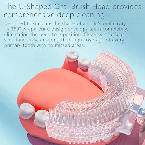 Kids U Shaped Electric Toothbrush, Multi-Mode High-Frequency Sonic Vibration Toothbrush, Cute Cartoon Dinosaur Shape 360-Degree Cleaning IPX7 Waterproof Design (2-12 Years Old)