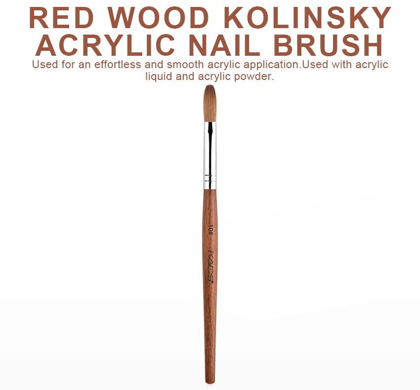 KADS Nail Acrylic Brush Kolinsky Nail Extension Brush Oval Crimped Shaped Sturdy Wooden Handle Acrylic Powder Nail Art Brush Professional Manicure Pedicure (10#)