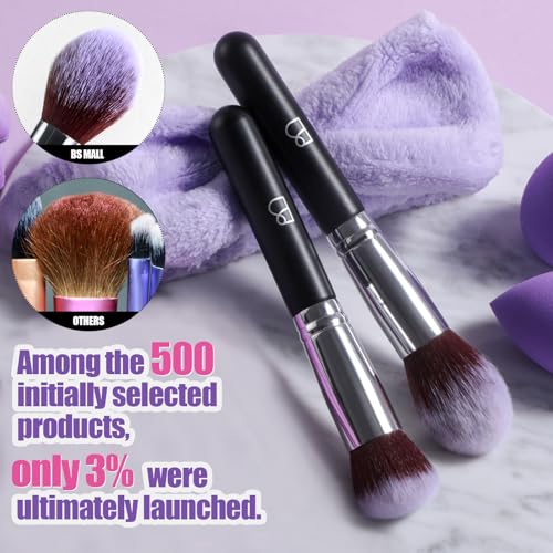 BS-MALL Makeup Brushes Set 30 Pcs – Including Face Washing Puffs, Blush Powder Bronzer Foundation Eyeshadow Concealer Brushes, and Mini Makeup Sponge Makeup Sponges Set (Black)