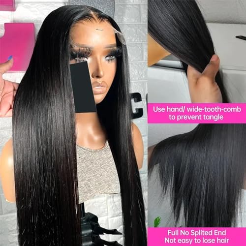 Lemoda 13x6 Full Lace Frontal Wig 200% Density Straight Lace Front Wigs Human Hair HD Transparent Lace Wig Pre Plucked 14A Brazilian Virgin Human Hair Wigs for Women 26 Inch