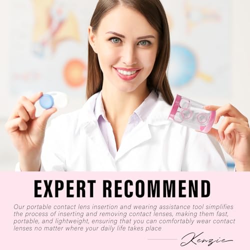 Contact Lens Applicator Tool, Eye Opener for Contacts for Easy Insertion and Removal, with Contact Lens Case, Sucker+Tweezer with Soft Tip