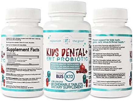 Children's Dental Probiotic Chewables - Digestive & Immune Support - Oral Probiotics for Healthy Teeth and Gums, Bad Breath & ENT Support - Cherry-Pomegranate Flavor (60 Count)