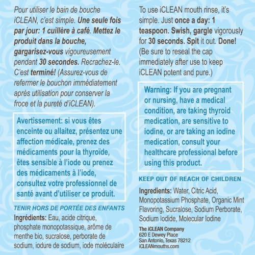 iCLEAN Mouthwash - Fluoride & Alcohol-Free Rinse | Harness The Power of Iodine | Molecular Iodine Mouth Rinse for Clean Oral Care | Gargle for Bad Breath & Oral Wellness | Cleans Where Others Can't