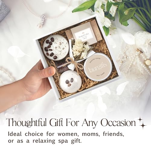 Coffee Spa Gift Baskets for Women – Scented Self Care Shower Essential - Elegant Kit for Mom, Wife, Sister, Friend - Body Bath Set - Aromatic Box for Occasions - Home Spa-Inspired
