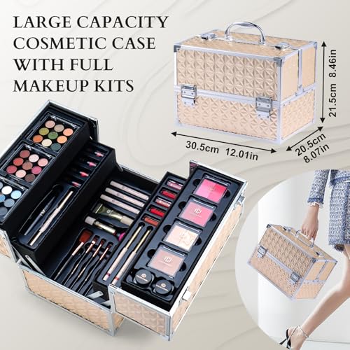 Color Nymph Professional Makeup Kits For Girls, Teenage Girls Makeup Kit with Storage Case Make Up Kit For Women Cosmetics Full Kit, Individual Packing Eyeshadow Blush Lipstick Mascara etc -Gold