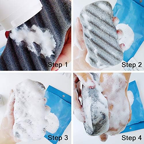 Konjac Body Sponge Set of 4 Bamboo Charcoal Body Facial Sponge Exfoliator Sponge Exfoliating Facial Cleansing for Men Women (4 Pack)