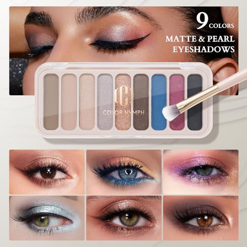 Color Nymph Beginners Makeup Kit For Girls Makeup Set for Teen Full Face Makeup Kit For Women with Cosmetic Bag included 9 Color Eyeshadow Palette Concealer Liquid Blush Eyeliner Lipgloss