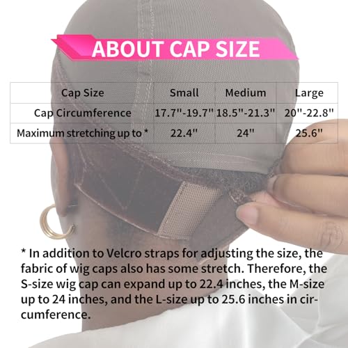 Labhairs Wig Cap with Grip Band for Keeping Wigs in Place, More Full Cap-wide Transparent Lace for Lace Front Wigs - Brown/Black/Nude Non Slip Cap Make Your Wig Be Glueless (Brown-M)