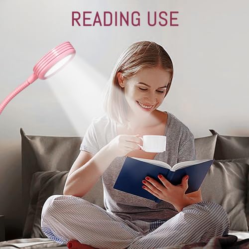 AORAEM LED Nail Lamp Double-Headed UV LED Light Quicky-Dry Duck Neck UV Lamp Dryer Curing Light with Portable Gooseneck and Clamp Flash Cure U V Light for Gel Nails Professional Home DIY Salon Pink