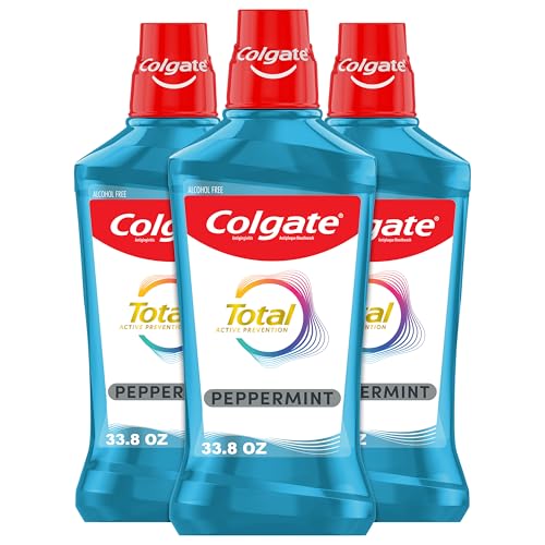 Colgate Total Mouthwash, Alcohol Free Mouthwash, Peppermint, 16.9 Ounce, 3 Pack