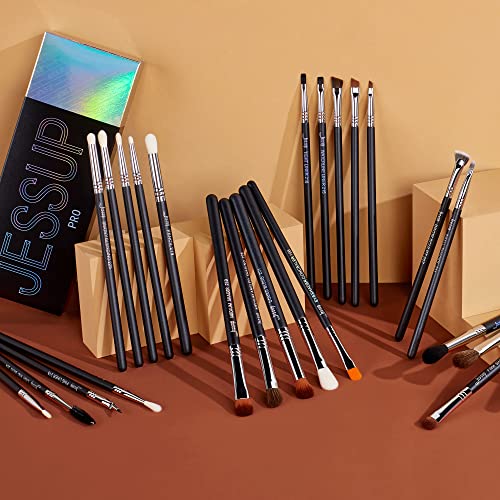 Jessup Eye Makeup Brushes Set Professonal 28pcs Premium Synthetic Eyeshadow Brush Eyeliner Brush Eyebrow Brush Blending Brush for Makeup Black T341