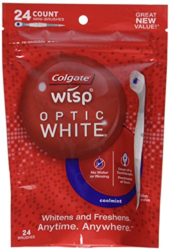 Colgate Optic White Wisp Disposable Mini Toothbrush, Cool Mint 24 Count (Pack of 4)