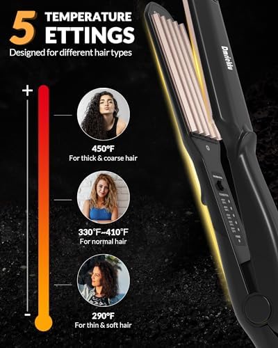 Hair Crimper for Volumizing Fluffy Hairstyle, Crimper Hair Iron with Ceramic Plates, Crimping Iron Tool for Women Girls Hair Waver Dual Voltage, Auto Off