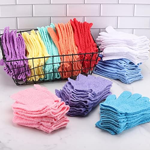 BTYMS 96 Pcs Shower Exfoliating Gloves Hand Exfoliating Glove Body Scrubber Loofah Washing Gloves for Shower, Spa, Massage and Body Scrubs, Dead Skin Cell Remover