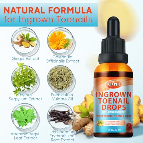 Ingrown Toenail Kit, Ginger Ingrown Toenail Treatment, Drops with Tools for Big Toe Ingrown Pain Relief, Toenail Clippers For Thick & Ingrown Nails, Ingrown Toenail Removal Kit