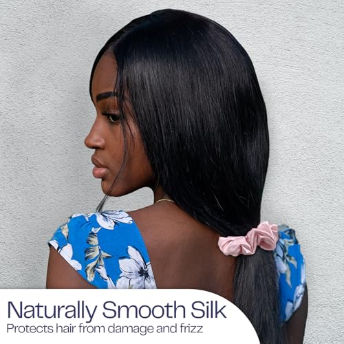 Celestial Silk Mulberry Silk Scrunchies for Hair (Charcoal, Pink, Ivory)