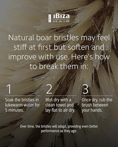Ibiza Hair Round Boar Bristle Brush (B Series) | Blonde Bristles with Cork Handle | Ideal for Color Treated & Fine Hair | Adds Texture & Shine