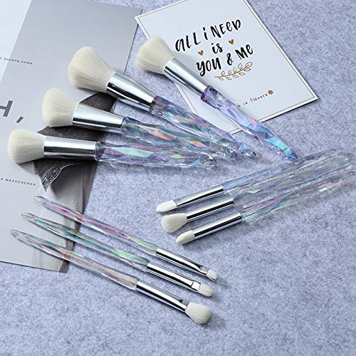 Kingtree Makeup Brush Set 10PCS Crystal Makeup Brushes, Premium Synthetic Foundation Powder Concealers Eye Shadows Blush Make Up Brushes, Professional Face Eye Makeup Brush Kit for Girls Women