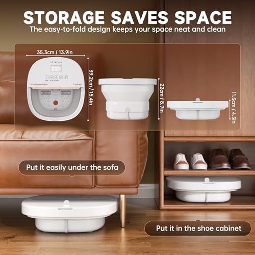 Collapasible Foot Spa Bath Massager with Heat, Pedicure Foot Spa with Bubbles and Jets/Timer/ Temperature Control, Feet Soak Tub for Home, Office, Relaxation and Stress Relief, Gift for Men and Women