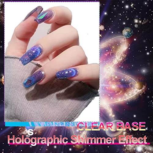 Cat Eye Gel Nail Polish with Magnet Stick, Chameleon Holographic Gel, Dual Colors Magic Effect, Professional Salon-Set