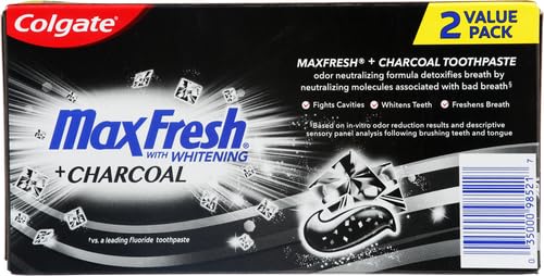 Colgate Max Fresh Toothpaste + Charcoal, Charcoal Mint (6 Ounce, Pack of 2)