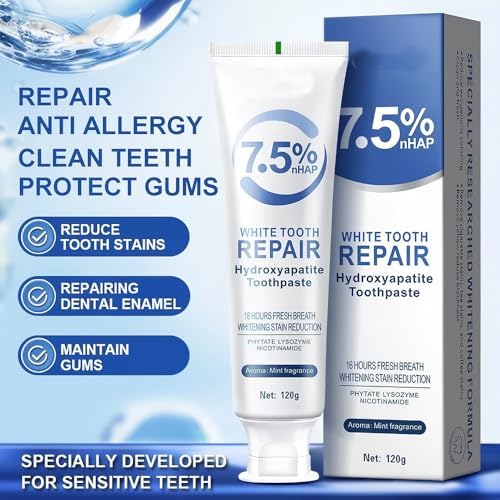 HydroxyapatiteToothpastes,7.5% hydroxyapatite Toothpaste,for Enamel Protection and Tooth Strengthening, Gentle Mint, Fresh Breath, Daily Use for Oral Health（3pcs）