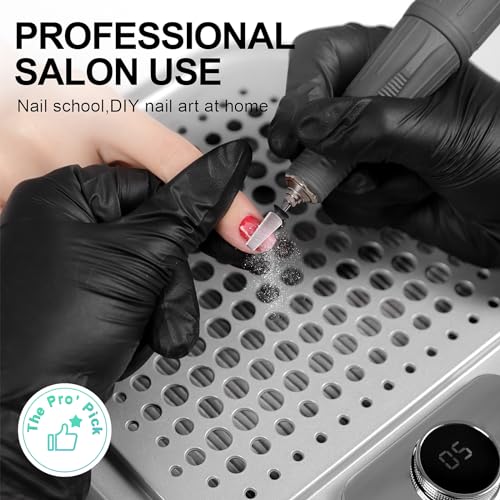 L'UGX Professional Nail Dust Collector for Acrylic Nails with 2 Reusable Filters,10-Gear Powerful Nail Vacuum Drill Duster Collector Extractor for Nail Salon & Home Use,Low Noise