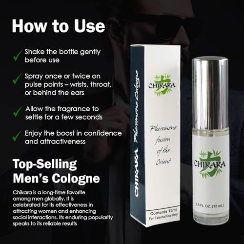 Chikara Pheromone Cologne for Men, High Concentration Pheromone Spray to Attract Women - Long Lasting (15 ML) - 3 Pack