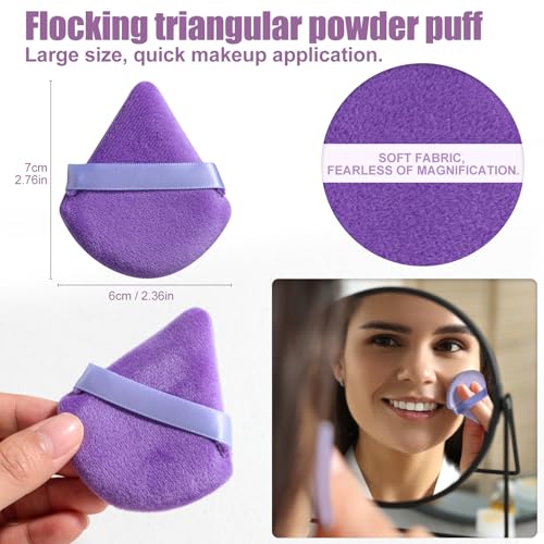 BS-MALL 21 Pcs Professional makeup brush set with foundation brush for liquid Makeup, eyeshadow Brush, concealer brush - Includes 6 Triangle Puffs & case for Even, Multi-purpose application (Purple)