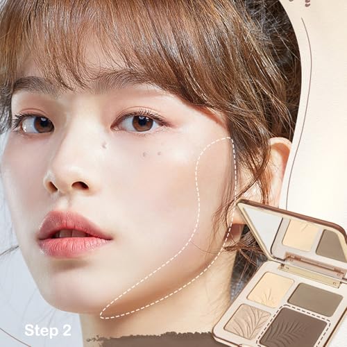 Judy Doll Contour Palette, 2 In 1 Face Highlight Contour Palette, Shades with Highlighter Makeup, Non-greasy, Lasting Sparkling, Sculpt the Face Makeup (#01 Water Waves, 0.32oz)