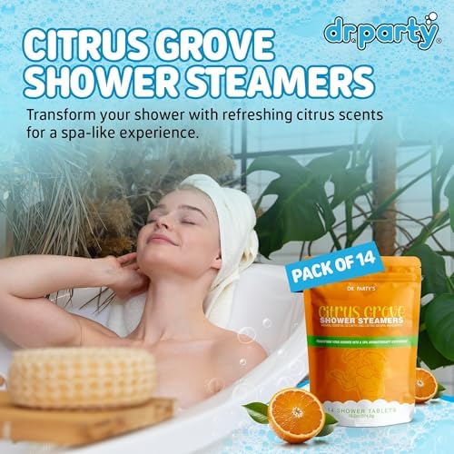 Citrus Grove Scented Shower Steamers - Aromatherapy Shower Tablets, Dermatologist Approved, Pack of 14