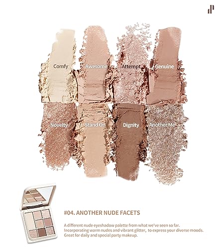 Heart Percent Dote On Mood Eye Palette, Matte & Glitter Nudy Theme Soft & Elegant Look Makeup Eyeshadow (04 Another Nude Facets)