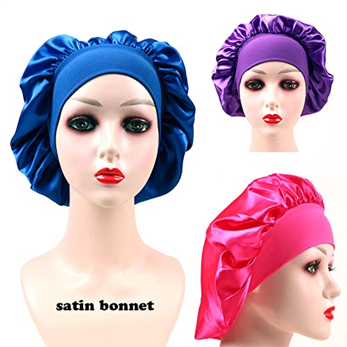 Customize Satin Bonnet Silk Hair Bonnet for Sleeping Black Women, 10 PCS Custom Private Logo Hair Wrap Cap (Logo on top, Coffee)