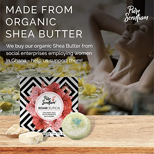 Bombceutical - Bath Bombs for Women - Soothes Acne, Dermatitis, and Eczema - Relaxing Bath Bomb Gift Set for Women with Kale, Kelp, Collagen, and Probiotic to Nourish the Skin