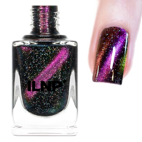 ILNP Jet Setter - Black-Based Pink Magnetic Holographic Nail Polish