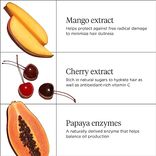 Briogeo Superfoods Mango + Cherry Balancing Shampoo, Replenish Dull, Dry Hair and Balance Oil for Oily Hair, Controls Oil and Nourished All Hair Types and Textures, Vegan, Cruelty-Free
