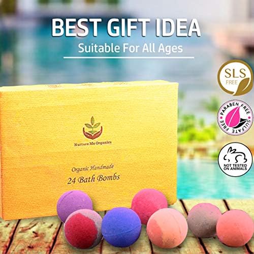Bulk Bath Bombs Gift Set - 24 Nurture Me Organic Bath Bomb Kit - Moisturizing Bath Bombs Bath Gift Set – Best Birthday Gifts for Women, Mom, Girls, Teens, Her