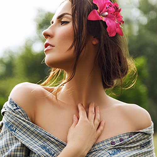 Jexine 18 Pcs Flower Hair Clip for Women Hawaiian Artificial Hibiscus Flower Hair Pins Big Double Chiffon Tropical Flower Hair Summer Accessories for Bridal Wedding Accessory Hair Clip Hair Barrette