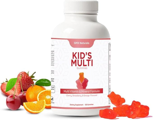 Kids Multivitamin Gummies (90 Count) | Kids Vitamins Gummies | Immune & Growth Support | Sugar & Gluten Free | Cherry, Strewberry & Orange Flavour Gummies | 1 Month Supply