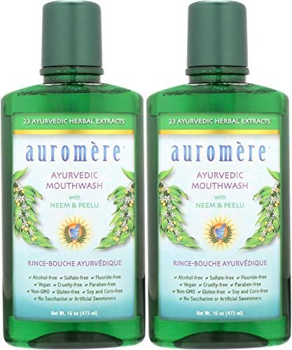 Auromere Ayurvedic Mouthwash - Vegan, Fluoride Free, Alcohol Free, Natural, Non GMO (16 fl oz), 2 Pack